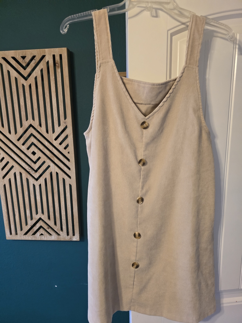 SHEIN Beige Button-Front Sleeveless Shift Dress